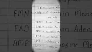 BIOCHEMISTRY subject including words , nucleotides their full from name NAD,NADP,FMN,AMP,ADP,ATP,GTP