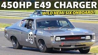Angry 450HP Valiant Charger ONBOARD – 1972 E49 Hemi Six takes on V8's at Sandown!