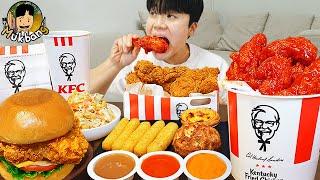 ASMR MUKBANG KFC 양념 치킨먹방! 치즈 햄버거 치즈스틱 후라이드치킨 & 레시피 CRISPY FRIED CHICKEN CHEESE BURGER EATING SOUND!