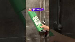 Shower Levels: Junior vs Middle vs Senior  #showerroutine #showergels #showering #shorts #comedy