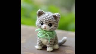 CUTE LITTLE CAT   KITTEN MOST BEAUTIFUL STUFFED TOY CROCHET WOOL AI MADE DESIGNS IDEAS - KLMNO ART