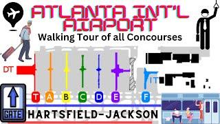 HARTSFIELD-JACKSON ATLANTA INT'L AIRPORT (ATL) FULL WALKING TOUR BETWEEN ALL THE GATES T TO F. EP#5