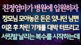 - (반전 사연) 친정엄마가 병원에 입원하자 장모님 모아놓은 돈은 있냐던 남편 이혼 후 차린 가게를 대박 터뜨리고 서릿발 날리는 복수를 시작하는데 _사이다사연_라디오드라마