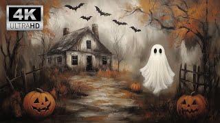 Ghost by Farmhouse -  Halloween TV Wall Art Screensaver  (4K NO SOUND)