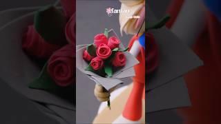 how to make Rose flower bouquet with  soft air dry foam clay crafts art tutorial