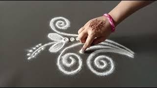 daily use rangoli || rangoli || rangoli design || rangoli kolam || muggulu || freehand rangoli