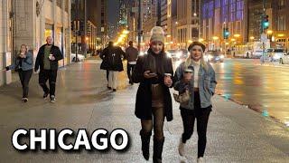 Saturday Night in Chicago Walk | November 9, 2024 | 4k Video, City Sounds