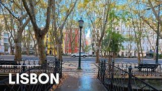 Rainy Saturday Morning in Lisbon's Most Famous Avenue | Lisbon Portugal Walking Tour