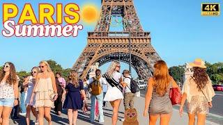 Paris, France  - Paris Summer 2024 ️, Beautiful Womens & Hot Spots 4K Paris Walk  (▶1h)