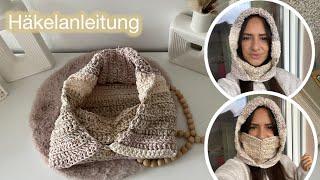 Kapuzenschal | Mütze mit Loop Schal häkeln  Häkelanleitung | Marycrochet