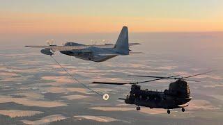 Helicopter Aerial Refuel as viewed from the KC-130