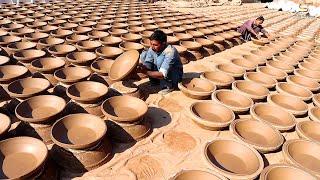 Glaze Pottery Art, Making Traditional Clay Plates, Glazed in Old Style Pottery Kiln