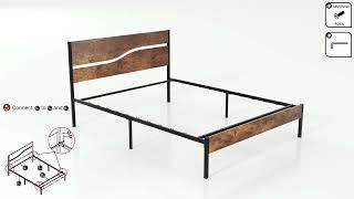 Assemble: VECELO Platform Bed Frame with Rustic Vintage Wood Headboard, Mattress Foundation