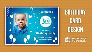 How to Make Birthday Card in MS Office Word | Invitation Card Design in MS Word | MS Word Tutorial