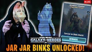 Jar Jar Binks Unlocked + Gameplay Testing LIVE - Bombad General Legendary Event - SWGoH