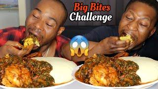 Big bites speed eating challenge | fufu and vegetable soup | African food