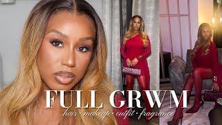 FULL GRWM: GOING TO DINNER! | hair + makeup + monochromatic outfit + fragrance | Natasha S.