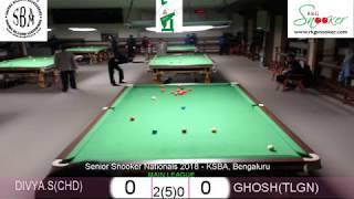 DIVYA SHARMA (HAR) vs MD. GHOUSE (TLGN) SENIOR SNOOKER NATIONALS 2018 - MAIN LEAGUE