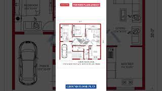 35 x 30 south facing house | 30*35 2bhk with vastu #houzy #southfacinghouse #housedesign #3dhouse