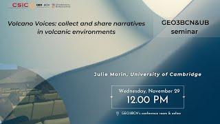 GEO3BCN&UB Seminar | Volcano Voices: collect and share narratives in volcanic environments