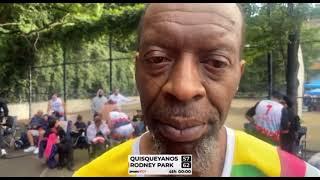 NYC Streetball Legend Anthony “HalfMan HalfAmazing” after their victory 45+ Deegan Park 2024