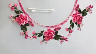 Hand Embroidery: 3D Embroidery - Neckline Embroidery - Rose Embroidery