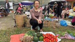 Harvest garlic bulbs, tomatoes and squash to go to the market to sell. buy goats.