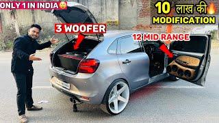 India की ILLEGAL Baleno  ‼️3 Woofer Full Loud Audio Setup 12 Midrange Custom Door Panels