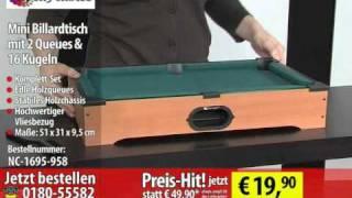 Playtastic Mini Billardtisch mit 2 Queues & 16 Kugeln