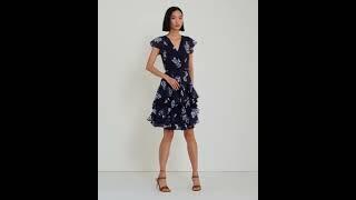 LAUREN Ralph Lauren Floral Ruffle-Trim Georgette Dress SKU: 9737270