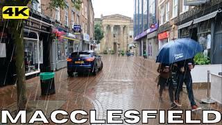 Rain Walk MACCLESFIELD Town Centre ENGLAND United Kingdom UK 4K