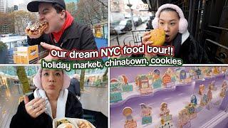 OUR DREAM NYC FOOD TOUR!! Holiday Market, Chinatown & Cookies! Vlogmas Day 16