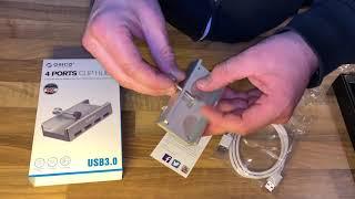 ORICO USB 3.0 Hub 4 Port USB3.0 Clip-Type Aluminum Alloy Portable unboxing and instructions