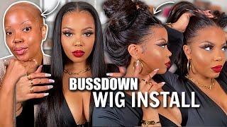  BEST BBL BUSSDown Middle Part WIG INSTALL  NO Plucking  NO Glue SCALP BALD Cap Method OMGHERHAIR