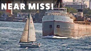 Near Miss - Great Lakes Freighter vs Sailboat