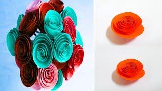 Origami : Easy PAPER FLOWER / DIY:Paper ROSE/Paper Craft by Moni Craft Creation