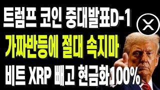 트럼프 코인 중대발표D-1가짜반등에 절대 속지마비트 XRP 빼고 현금화100%