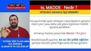 Almanya 35. Madde 16. Madde MYK Belgesi Nedir?  35.madde ve MYK yı 16.maddeye  Dönüştürme