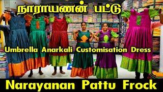 Narayanan Pattu Maxi Umbrella Anarkali DressVera Level Super Customization Frocks, Hanishka Sarees