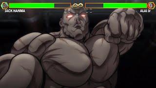 Jack Hanma VS Alai Jr With Healthbars | Baki