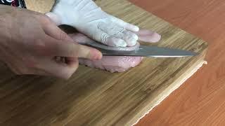 SHANZU CLASSIC chef knife slicing the chicken breast