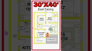 "30x40 East Facing 2BHK House Plan | Vastu Inspired Architecture"