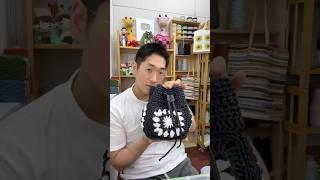 B&W 라피아 코바늘 그래니 스퀘어 모티브 가방 crochet raffia granny square motif bag #코바늘 #crochet #knittig #뜨개질