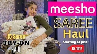 *HUGE* Meesho Saree Haul ‍️ | Tryon | Honest Review | Full range | gimaashi