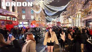 Best Christmas Lights Tour in London 2024 | Regent Street & Oxford Street Illuminated [4K]