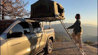 Camping a car with a dog on the 800m above sea level with a new pickup truck