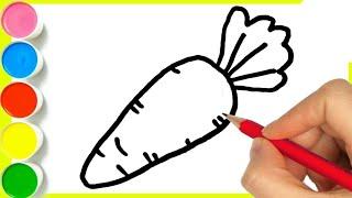 Drawing picture | How to draw a carrot | Simple and easy carrot Drawing | Step by step carrot Drawin