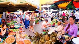 Amazing! Cambodian Street Food, Traditional Market Tour - Crab, Shrimp, Fish, Fruit, Noodles, & More