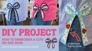 DIY: How to Embroider a Cute Bow on a T-Shirt | Easy DIY Side Seam Tutorial