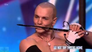 Britain's Got Talent 2016 S10E01 Alex Magala Insane Daredevil Acrobat Sword Swallower Full Audition